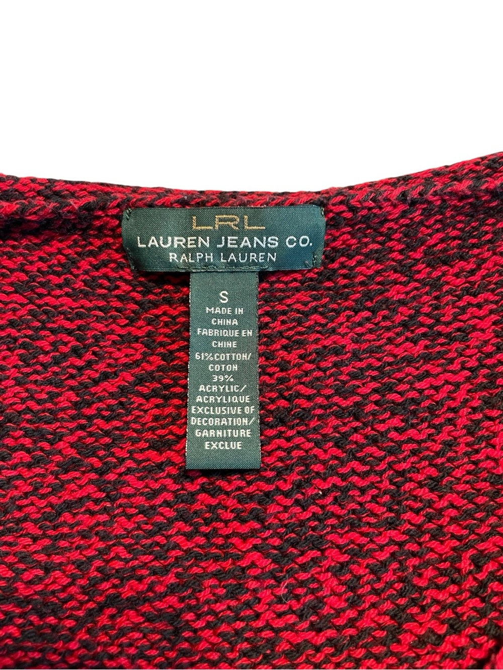 Lauren Ralph Lauren Red Marled Scoop-Neck Sweater Size Small - Picture 7 of 11